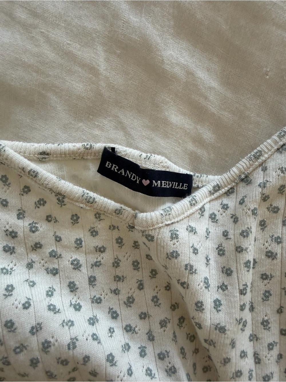 Brandy Melville Cream Floral Spaghetti Cami - Picture 3 of 3